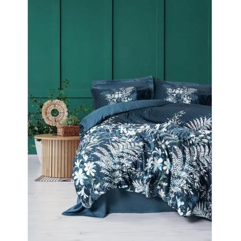 Completo letto - 1 copripiumino 220 x 240 cm + 2 federe 60 x 60 cm - Satinato 100% cotone - Verde (1/4)