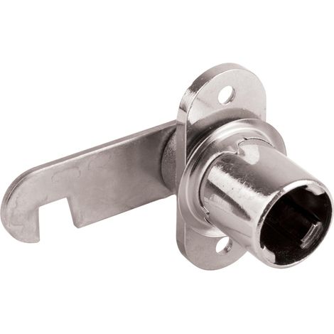 Serrure à crochet sans cylindre diamètre 18 mm longueur 22 mm avec rosace meuble bureau armoire, droite (1/2)