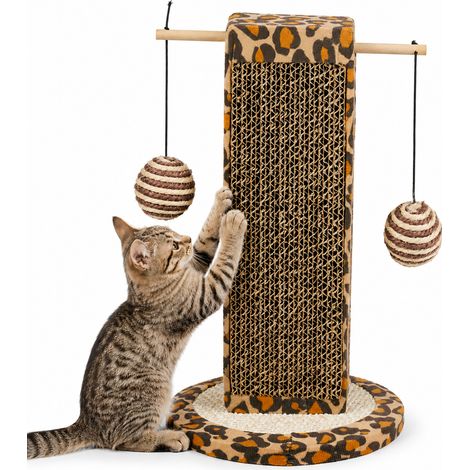 Tiragraffi per Gatti Verticale da 30 cm Graffiatoio Gioco con Palline per Felini