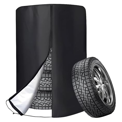 Tyre Cover, Tyre Cover with Drawstring and Zipper (210D Oxford Fabric), Rainproof, Sun and Dust Resistant (Diameter 85cm x H 120cm) (1/5)