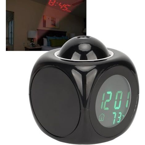 Sveglia con proiezione SHINING HOUSE, orologio digitale con proiettore da soffitto con cavo USB e visualizzazione della temperatura per camera da letto, comodino, ufficio (1/4)