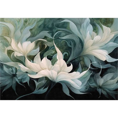 Moderne Fototapete Blumen Abstrakt – Großformat Wandtapete 150x105 cm – Design für Wohnzimmer & Schlafzimmer