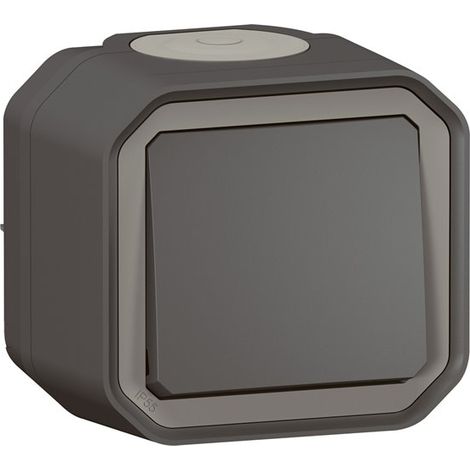 PULSADOR PLEXO 10A ESTANCA IP55 IK08 ENTREGA COMPLETA PARA SUPERFICIE - PATA LEGRAND ANTRACITA 069790L (1/5)