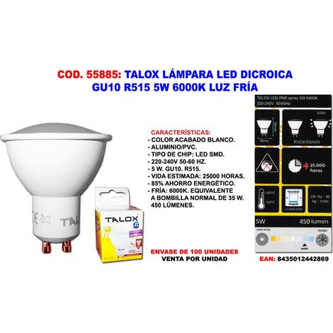 Lampe LED dichroïque à lumière froide TALOX GU10 R515 5W 6000K