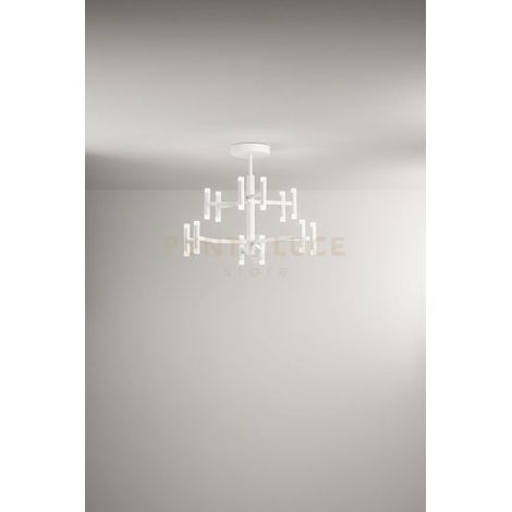 Plafoniera Contemporanea Candles Metallo Bianco Opaco Acrilico Led 68W 3000K