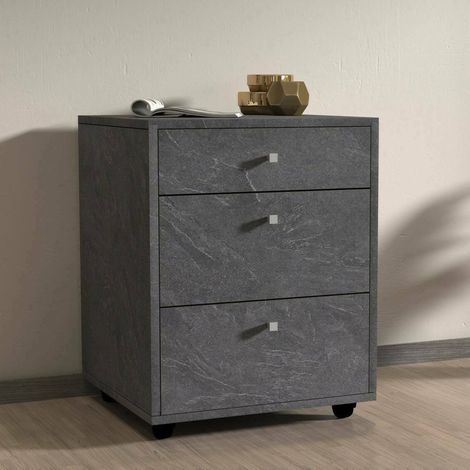 Dmora - Cómoda Yorgos, Cómoda para dormitorio, Cómoda con 3 cajones, 47x45h61 cm, Pizarra (1/5)