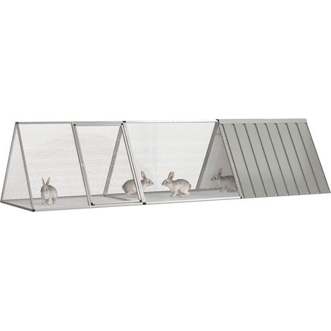 Maison Exclusive - Jaula para conejos de acero galvanizado, gris, (1/5)