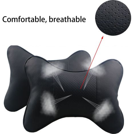 Oreiller de voyage universel pour voiture, SUV et chien, en forme d'os, coussin d'appui-tête confortable noir (1/4)