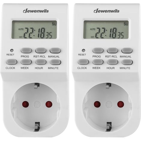 DEWENWILS Digitale Zeitschaltuhr mit 20 Schaltprogrammen, 16A 3680W, 2er-Pack, LCD-Anzeige