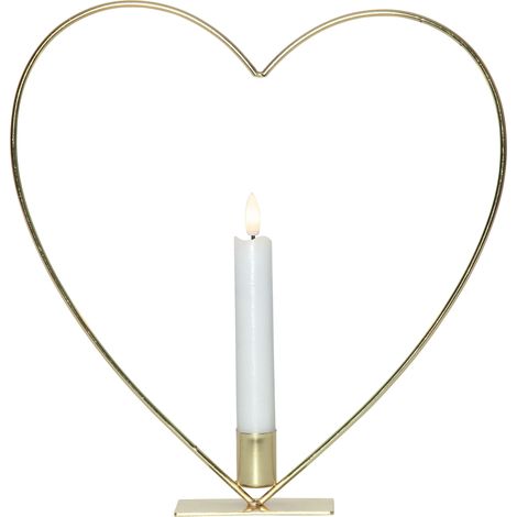 LED Dekoleuchte Flamme Heart Herz gold Timer H 28cm warmweiß (1/5)