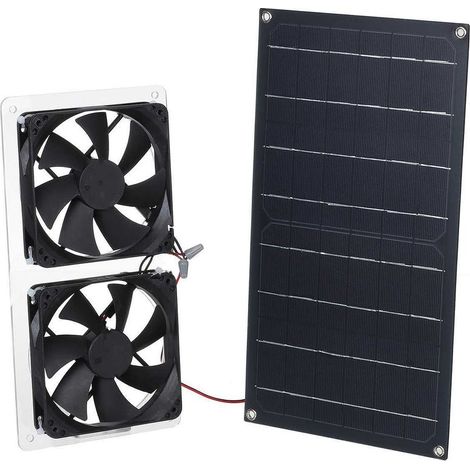 Kit de ventilateur à panneau solaire, 100 W, résistant aux intempéries, avec ventilateur CC pour petits poulaillers, serres, abris de jardin, maisons pour animaux, échappement de fenêtre (1/5)