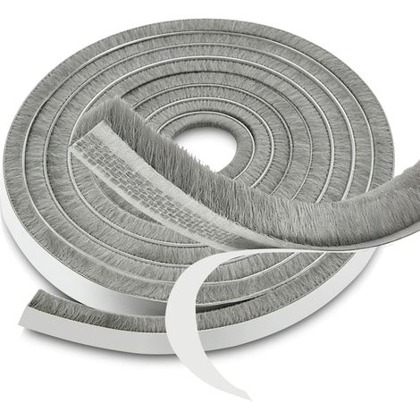 m Bürstendichtung für Schiebetüren, selbstklebende Türdichtung, 9 mm (B) x 5 mm (T), Fensterdichtungen, Isolierung, Grau, winddicht für Fenster, Türen, Schränke, Schiebetüren