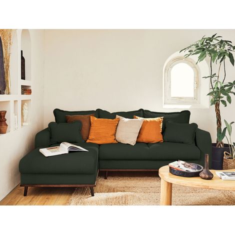Albane - 4-sitzer ecksofa links - schlaffunktion und bettkasten - aus cord - grün (1/5)