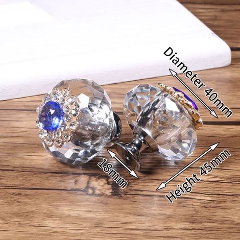 (Ensemble de 2 pièces) Boutons et poignées de meuble en cristal