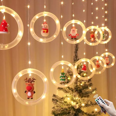 Guirlande lumineuse LED de 3 m pour l'extérieur et l'intérieur, rideau lumineux de Noël USB avec télécommande et crochets, étanche IP44, 8 modes (1/5)