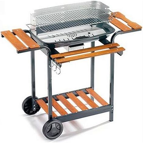 Ompagrill - Barbecue a carbone con carrello e griglia regolabile (1/9)