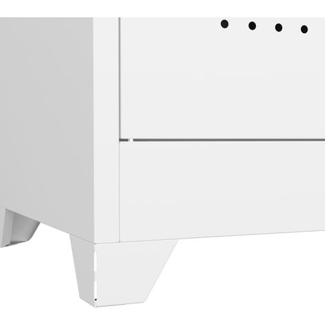 Armoire de rangement métal blanc 165 cm, placard de garage avec portes verrouillables, étagères, tringle et crochets S, rangement outils et matériel (1/5)
