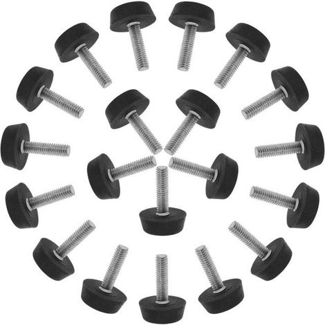 Pied de meuble - SOURCING MAP - Pieds à visser M6 x 20mm x 22mm - Lot de 20 - Noir (1/4)