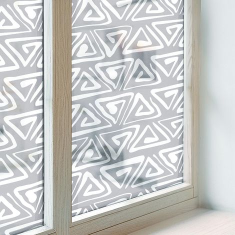 Film Occultant pour Vitre 100x116 cm Protection Décoratif Adhésif Collés sur le Verre PVC pour Chambre Salle de Bain Vitrail minimalisme géométrique (1/5)