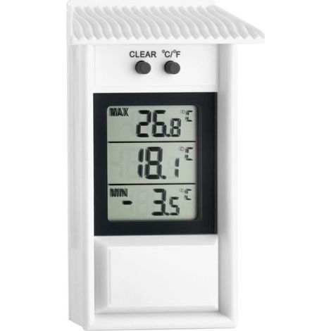 thermomètre numérique, 30.1053, résistant aux intempéries, utilisable à l'intérieur ou à l'extérieur, blanc (1/4)