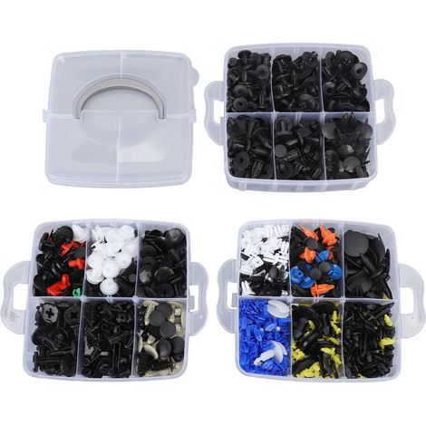 Kit 970 pièces agrafes de pare-chocs auto avec démonte-clips, rivets à poussoir universels, outils inclus pour réparation véhicules. (1/5)
