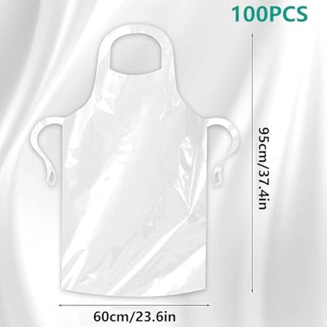 100 Pièces Tabliers Jetables en Polyéthylène, 95 × 60 cm Tablier jetable PE, 37.4 × 23.6 in Tablier Jetable Plastique Adulte, pour Peinture,Boucherie,Industrie Alimentaire,Cuisine,Bricolage (1/5)