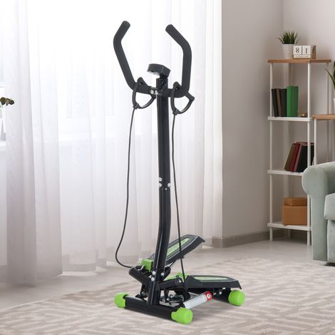 Appareil de fitness Stepper avec guidon, écran LCD, courroies et pédales antidérapantes, 40 x 40 x 118 cm, noir (1/5)