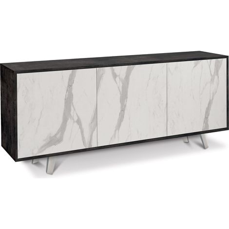 Mobile 3 Ante 177x74x41 cm Ossido Nero/Marmo Calacatta (1/2)