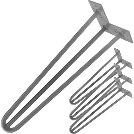 PrimeMatik - Pies para mesa y mueble Patas en acero 3 varillas 71 cm 4-pack