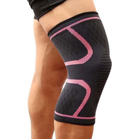 Ginocchiere sportive e bende compressive per sollevamento pesi, rosa, taglia XXXL. (1/5)