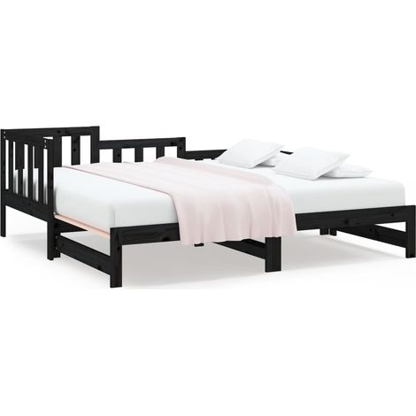 Maison Exclusive - Dormeuse Estraibile Nera 2x(80x200) cm Legno Massello di Pino