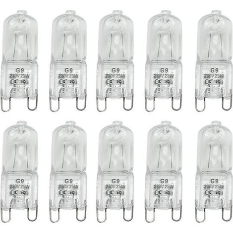(Transparent) Packung mit 10 G9-Halogenlampen – Warmweiß, 25 W, 230 V Wechselstrom (1/4)