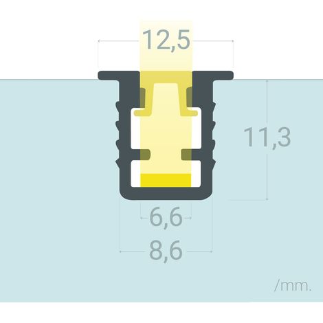 Profilo Alluminio da Incasso 2m per Striscia LED fino a 6mm Nero 2 m Semitrasparente