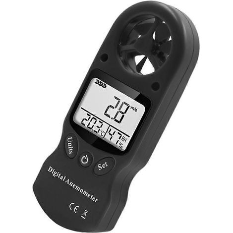 Mini anémomètre portable multifonctionnel avec écran LCD, hygromètre et thermomètre (noir)