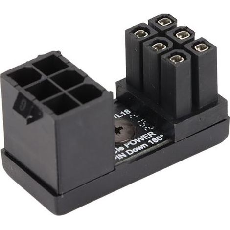 Adaptateur coudé à 180 degrés pour connecteurs PCIe 6 broches, configuration femelle-mâle, adapté aux cartes graphiques de bureau, optimisé pour une alimentation stable. (1/4)