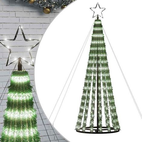 Un sapin de Noël à LED, équipé de 275 lumières LED blanc froid, d'une hauteur de 180 cm. (1/5)