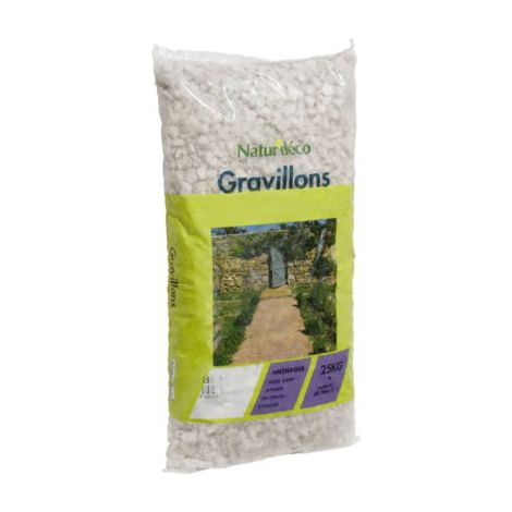 Gravillon décoratif blanc 25 kg – Calcaire pour aménagement paysager – Empêche la pousse des mauvaises herbes – Pour allées et terrasses