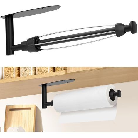 Noir Porte Sopalin Con Effet Amortissant, Support Sopalin Auto adhésif, Dderouleur Essuie Tout Murale pour Cuisine, Salle de Bain, Placards (1/5)