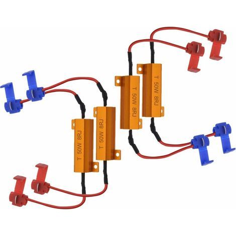 4 Stück 50W 8 Ohm LED-Lastwiderstände Scheinwerfer-Lastwiderstand Nebelscheinwerfer LED-Decoder Blinkerdraht-Decoderwiderstand (Behebt Hyperblinken, Warnunterdrückung)