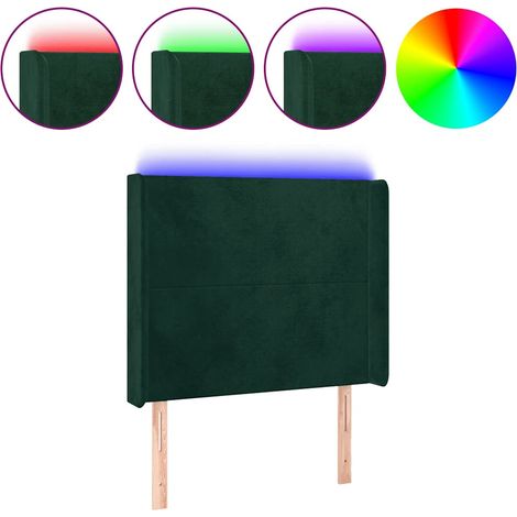 Testiera Testata del letto a LED Verde Scuro 83x16x118/128 cm in Velluto (1/4)