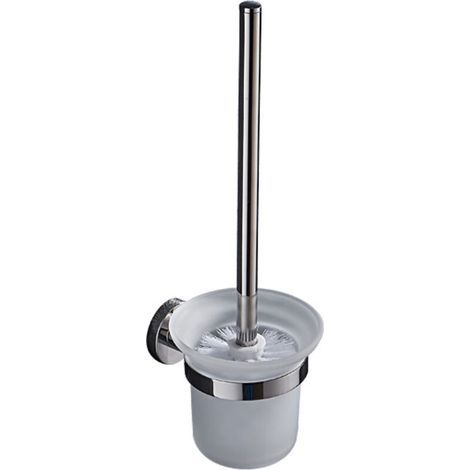 [JAMAIS UTILISÉ] Ensemble brosse de toilette en acier inoxydable 304, porte-brosse de toilette mural, tasse en verre (version perforée) (1/4)