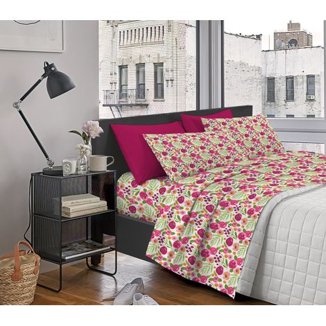 Completo Letto Matrimoniale ,100% Cotone Ranuncoli (1/2)