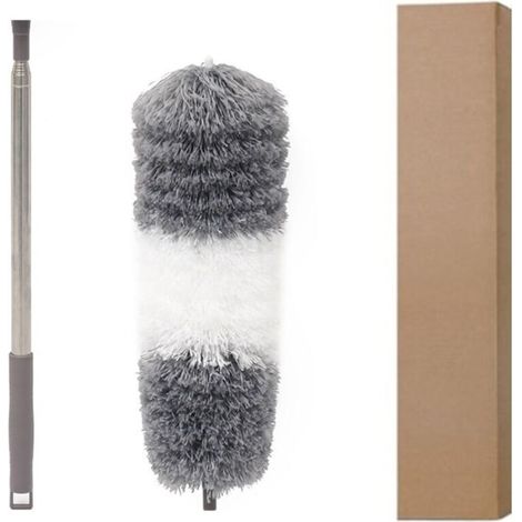 Plumeau Télescopique, Plumeau Toile D'araignée Poussière, Tete de Loup 250CM Tête Pliable Lavable