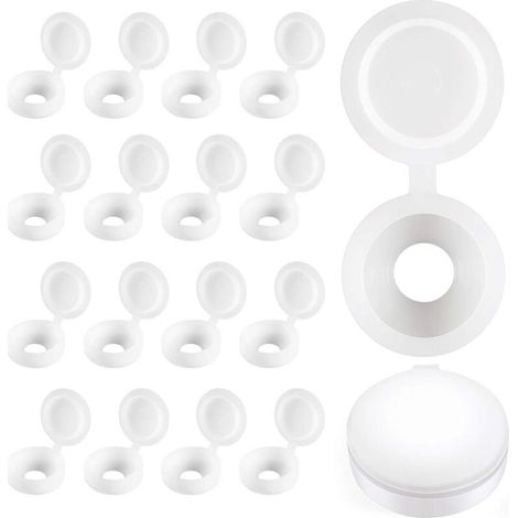 Cache-vis à Charnière en Plastique Plier les Couvercles à Vis Laveuse Flip Tops Blanc (1/5)