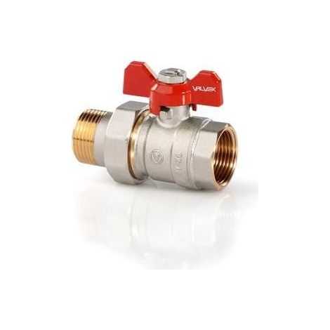 Válvula de bola ORO niquelada con prensaestopas con medio tornillo y mariposa de aluminio (MAl) de 3/4 pulgada