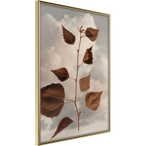 Affiche Murale Encadrée "Leaves in the Clouds" 21 x 30 cm Or