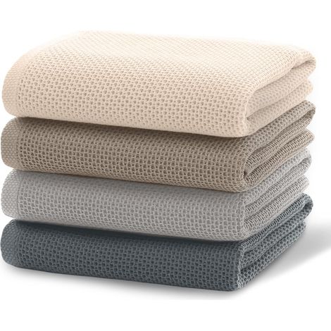 Chiffon Cuisine, 4PCS Torchon Coton Doux et Absorbants, Torchon Main Lavable en Machine, 65 x 45 cm, Multicolore (1/5)