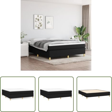 Schlafzimmer - Boxspringbettgestell Schwarz 180x200 cm Stoff (1/5)