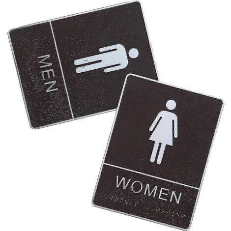 Plaque de toilettes en acrylique avec inscription en braille, compatible avec 1 paire d'autocollants (1/5)