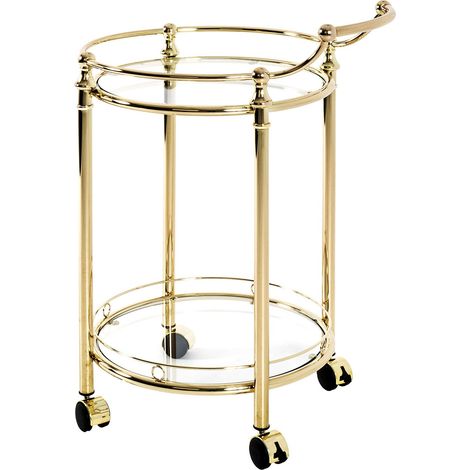 desserte laitonné, métal, Verre trempé - Dim.: L 59 cm x H 79 cm x P 49 cm, Style: Contemporary (1/3)